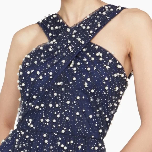 Theia Women's Tatiana Glimmer Dress - Blue - Size 10 - Navy Theia Women's Tatiana Glimmer Dress - Blue - Size 10 - Navy